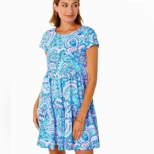 Lilly Pulitzer Geanna Print Tiered Dress in Blue Grotto - Size Large